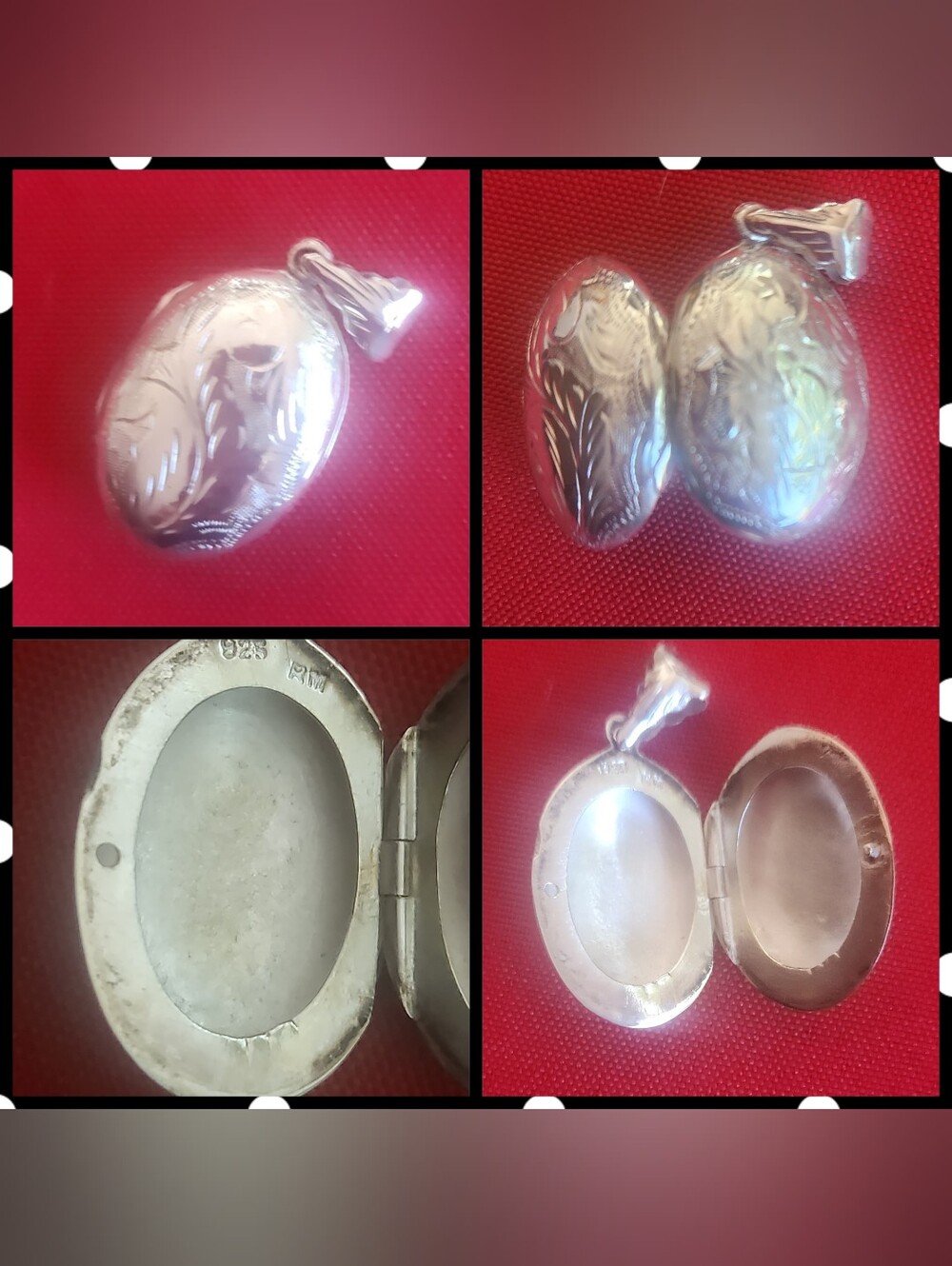 Vintage Sterling Silver 925 Oval Floral Engraved Photo Locket Pendant – Opens